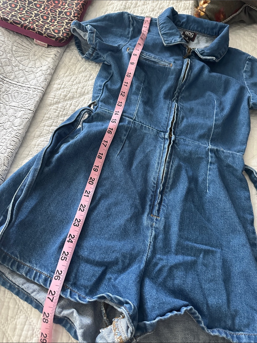 BDG Urban Outfitters UO Size 0 XS Hello Sunshine Denim Belted Romper - Picture 8 of 10